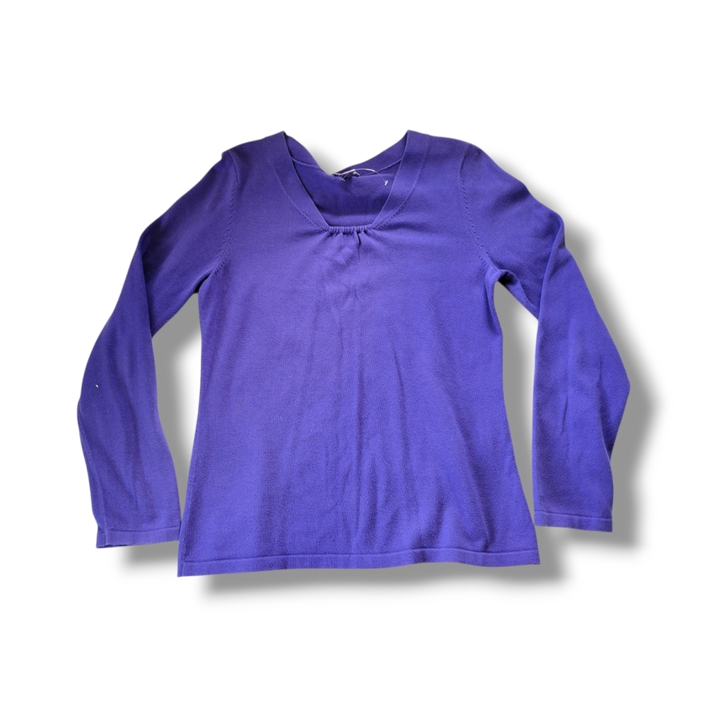 J. Jill | Pretty Purplish Blue Long Sleeve Knit Sweater (SIZE M) - Picture 3 of 10